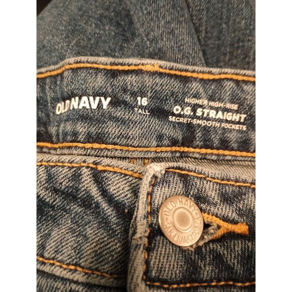 Old Navy O.G. Straight High Rise Ankle Raw Hem‎ Ripped Women's Size 16 Tall #3 - Picture 7 of 11